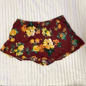 Ambiance Apparel Burgundy Floral Shorts